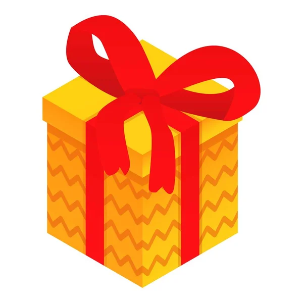 Žlutý Dárkový box ikona, izometrický styl — Stockový vektor
