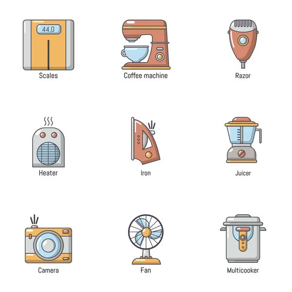 Retro Memory Icons Set, flacher Stil — Stockvektor