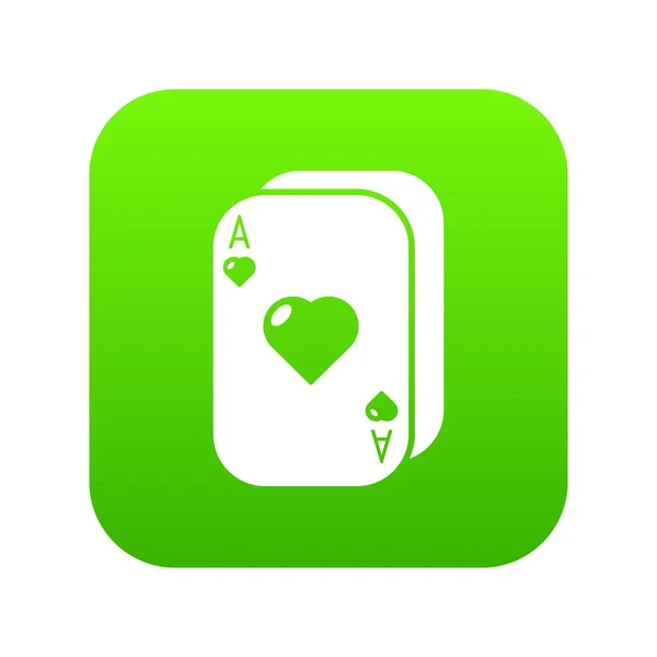 Poker kartları yeşil simge vektör — Stok Vektör