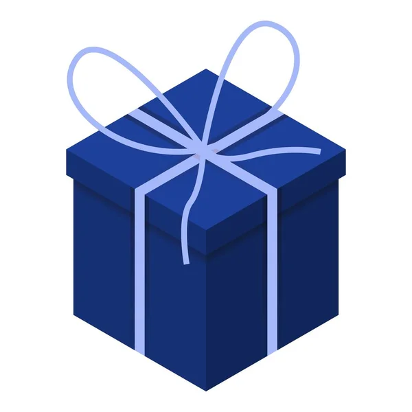 Blue gift box pictogram, isometrische stijl — Stockvector