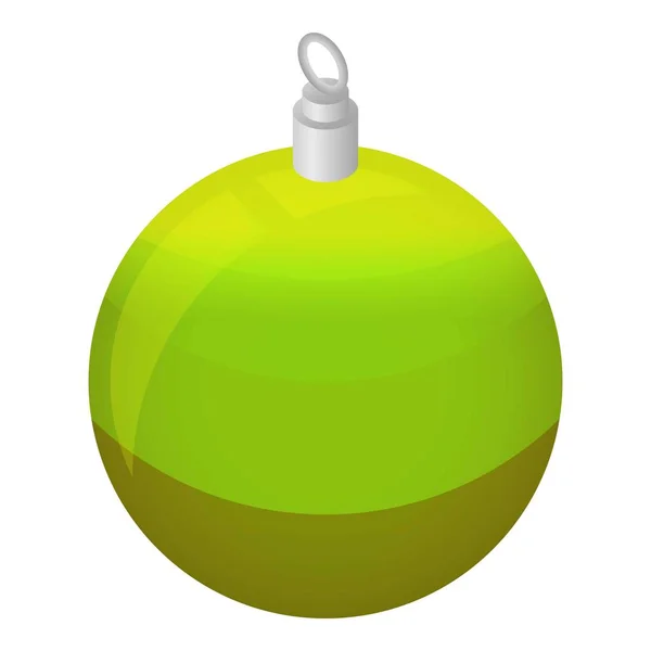 Grüne Weihnachtsbaumkugel, isometrischer Stil — Stockvektor