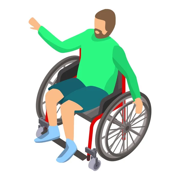 Handicap van de persoon in de rolstoel pictogram, isometrische stijl — Stockvector