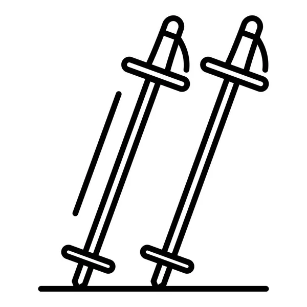 Ski木棍图标，轮廓风格 — 图库矢量图片