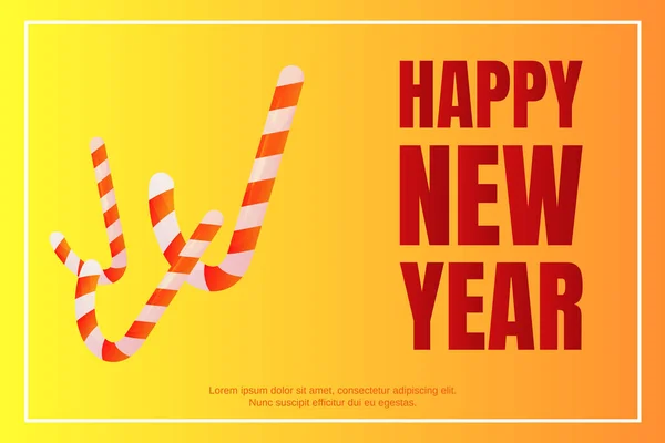 新年あけましておめでとうございますお菓子棒コンセプト背景、アイソメ図スタイル — ストックベクタ