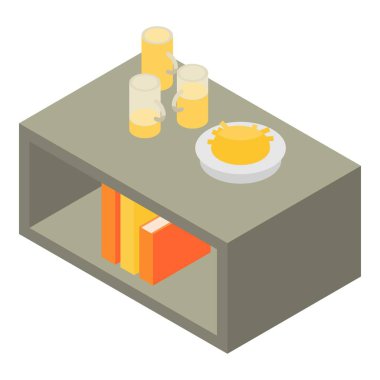 Bira oturma odası tablo simgesini, izometrik stili