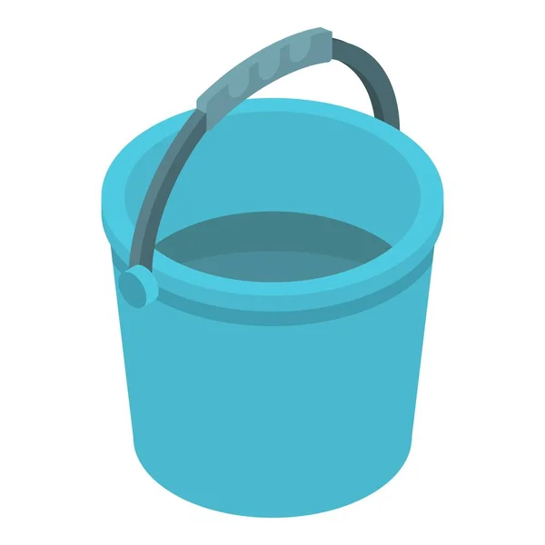 Blue plastic bucket icon, isometric style — Stock Vector