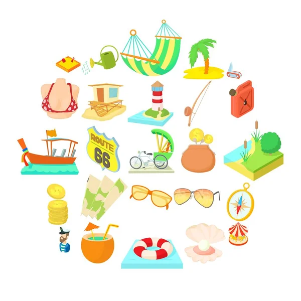 Güneşli Icons set, karikatür tarzı