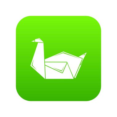 Origami swan yeşil simge vektör