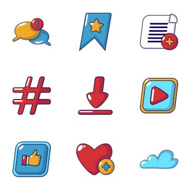 Online ilişki Icons set, düz stil