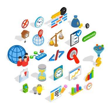 Exchange Icons set, izometrik stili