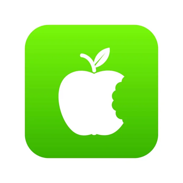 Beißen Apfel Symbol grünen Vektor — Stockvektor