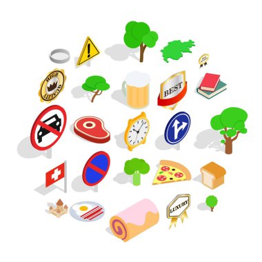 İsviçre Icons set, izometrik tarzı