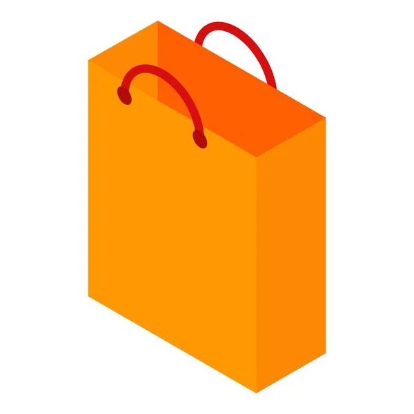 Icono de bolsa de papel naranja, estilo isométrico — Vector de stock