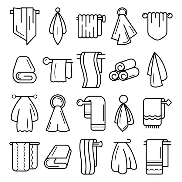 Handtuch-Icon-Set, Outline-Stil — Stockvektor