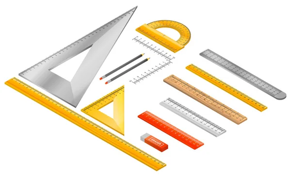 Ruler icon set, isometric style — Stock Vector