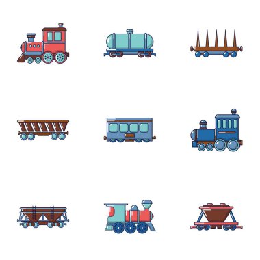 Elektrikli tren simgeler ayarla, stil düz