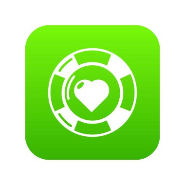 Casino chips yeşil simge vektör