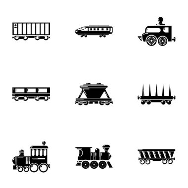 Banliyö tren Icons set, basit tarzı