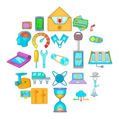 Düzeni Icons set, karikatür tarzı