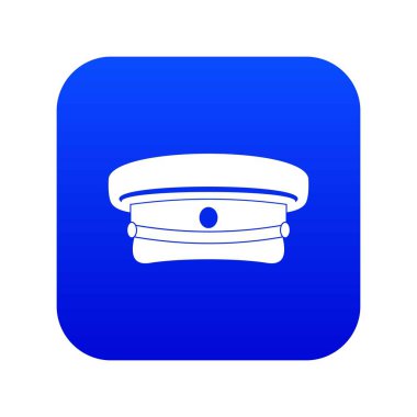 Askeri şapka simgesi dijital mavi