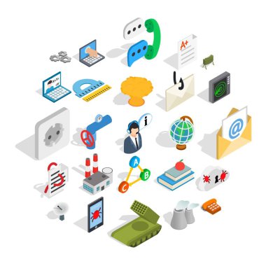 Şehir hizmeti Icons set, izometrik tarzı