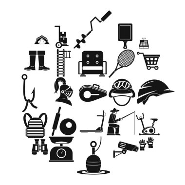 Mücadele Icons set, basit tarzı