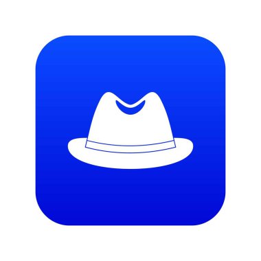 Adam şapka simgesi dijital mavi