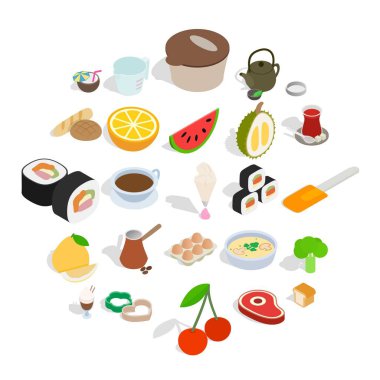 Icons set, izometrik tarzı ziyafet çekmek