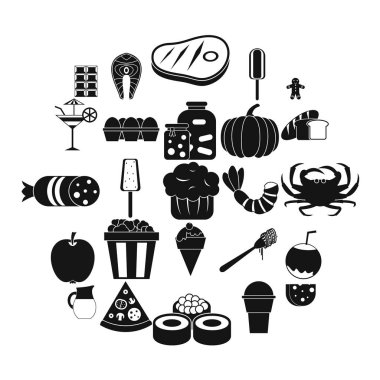 Lezzetli yemek Icons set, basit tarzı