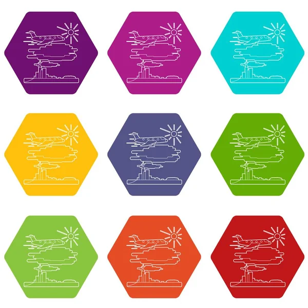 Şehir kavram, anahat stili üzerinde uçak uçar