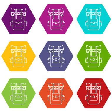 9 vektör turist sırt çantası Icons set