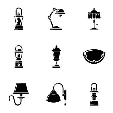 Arka ışık Icons set, basit tarzı