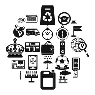 Taksi Icons set, basit tarzı