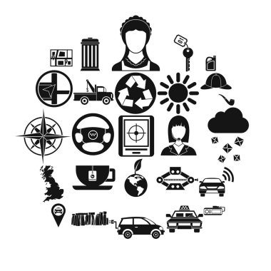 Cabriolet Icons set, basit tarzı