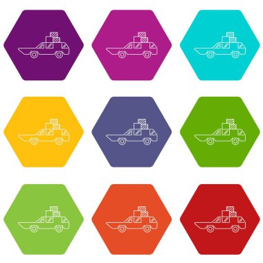 Hatchback kutuları simgeler ile 9 vektör ayarla