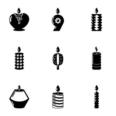 Mum ışığı Icons set, basit tarzı