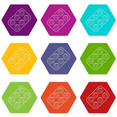 9 vektör hapları Icons set