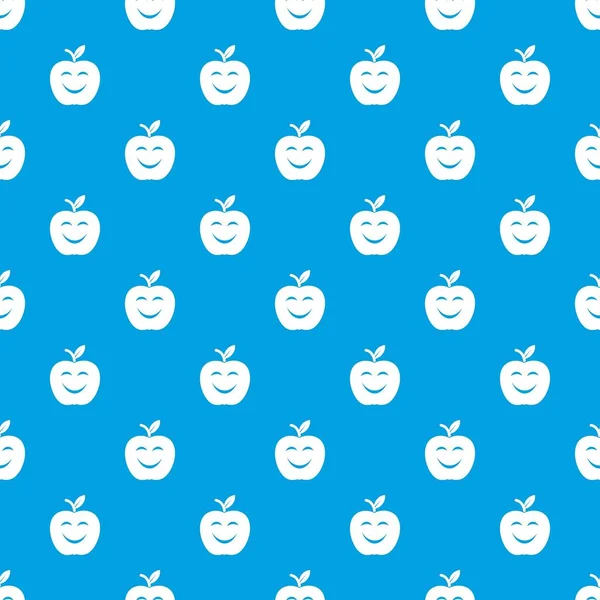 Modèle de pomme sourire vecteur sans couture bleu — Image vectorielle