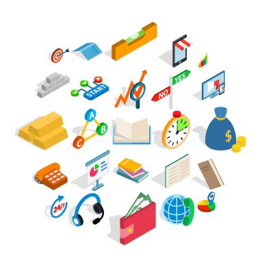 Toplu Icons set, izometrik stili