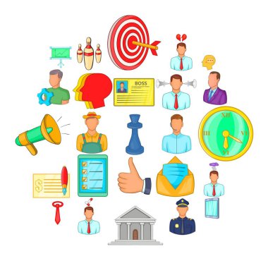 İş ilişkisi simgeler ayarla, tarzı çizgi film