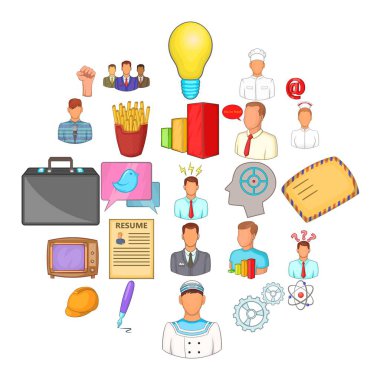 Icons set başa çıkma, karikatür tarzı