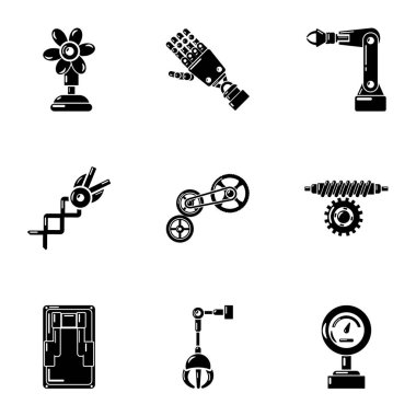 Siber mechanician Icons set, basit tarzı