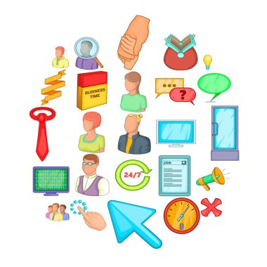 İş işbirliği simgeler ayarla, tarzı çizgi film