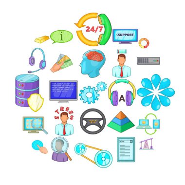 İş yaklaşımı simgeler ayarla, tarzı çizgi film