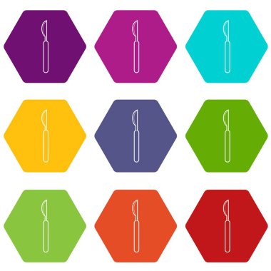 9 vektör neşter Icons set
