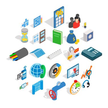 Tüccar Icons set, izometrik stili