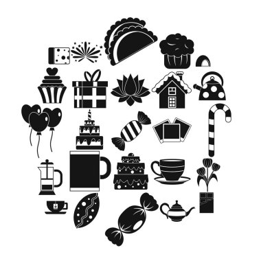 Topuz mücadele Icons set, basit tarzı