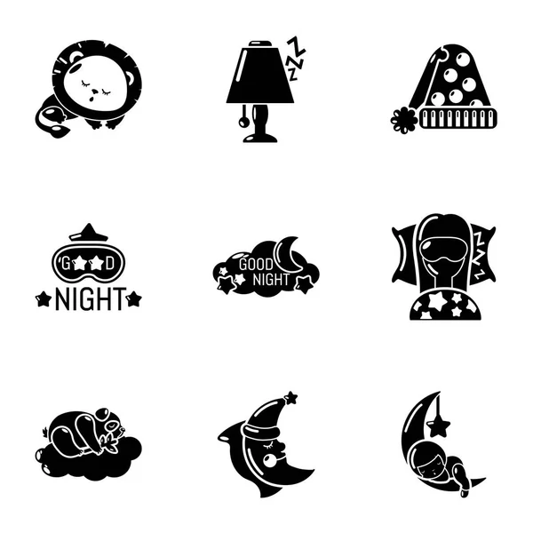 Ensemble d'icônes d'hibernation douces, style simple — Image vectorielle