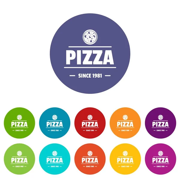 Пицца помидоры иконы установить векторный цвет — стоковый вектор