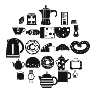 Çay yaprak Icons set, basit tarzı